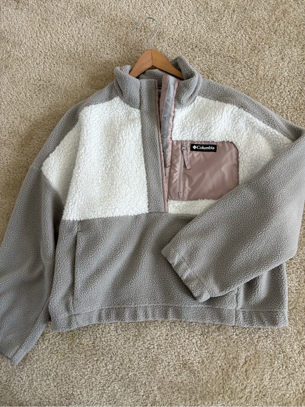 Columbia Sherpa Pullover Jacket - Gray & White